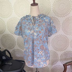 NWT umgee blue floral printed blouse